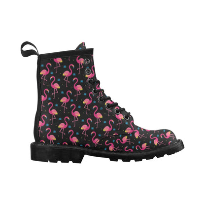 Flamingo Pink Neon Print Pattern Women's Boots
