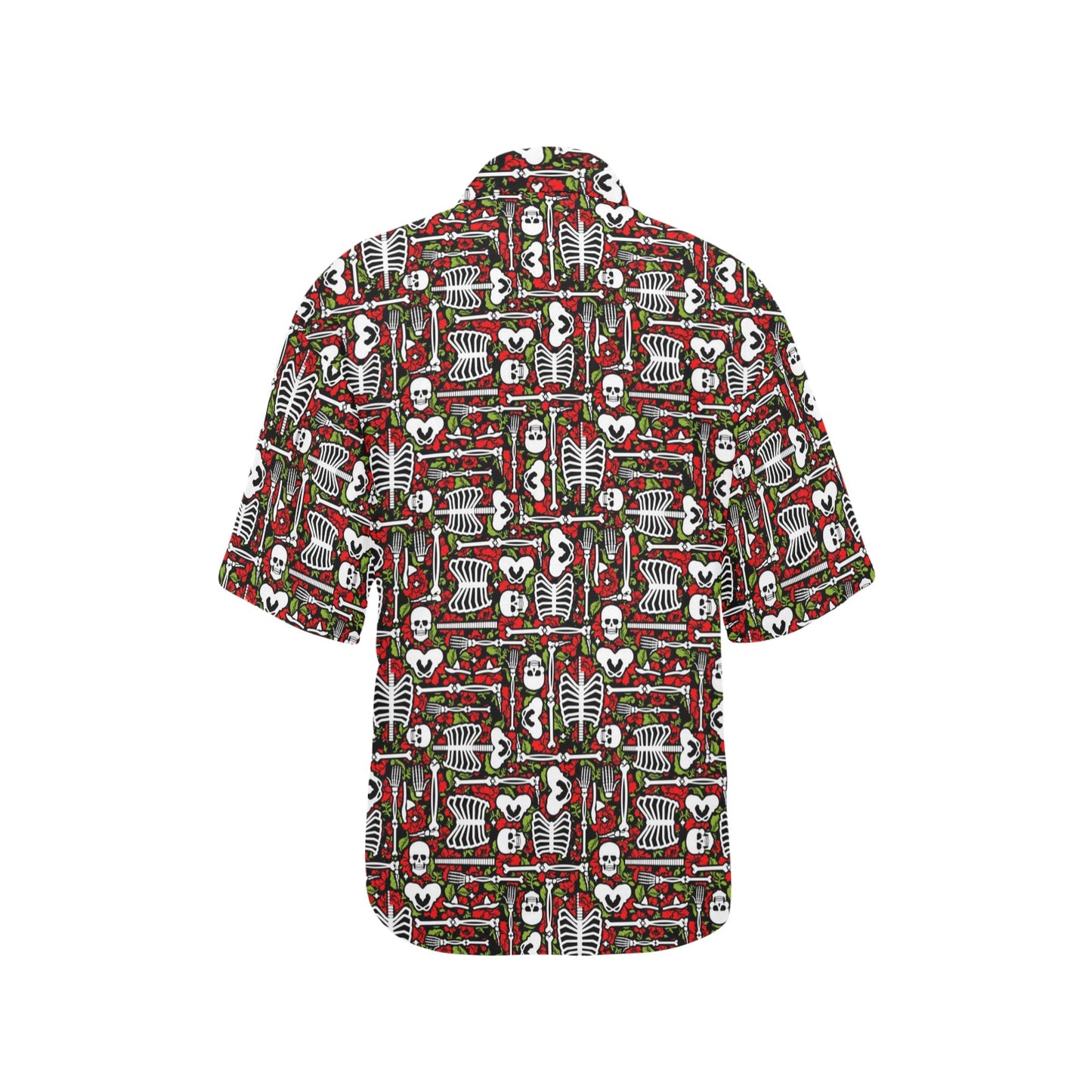 Skeleton Pattern Print Women's Hawaiian Shirt