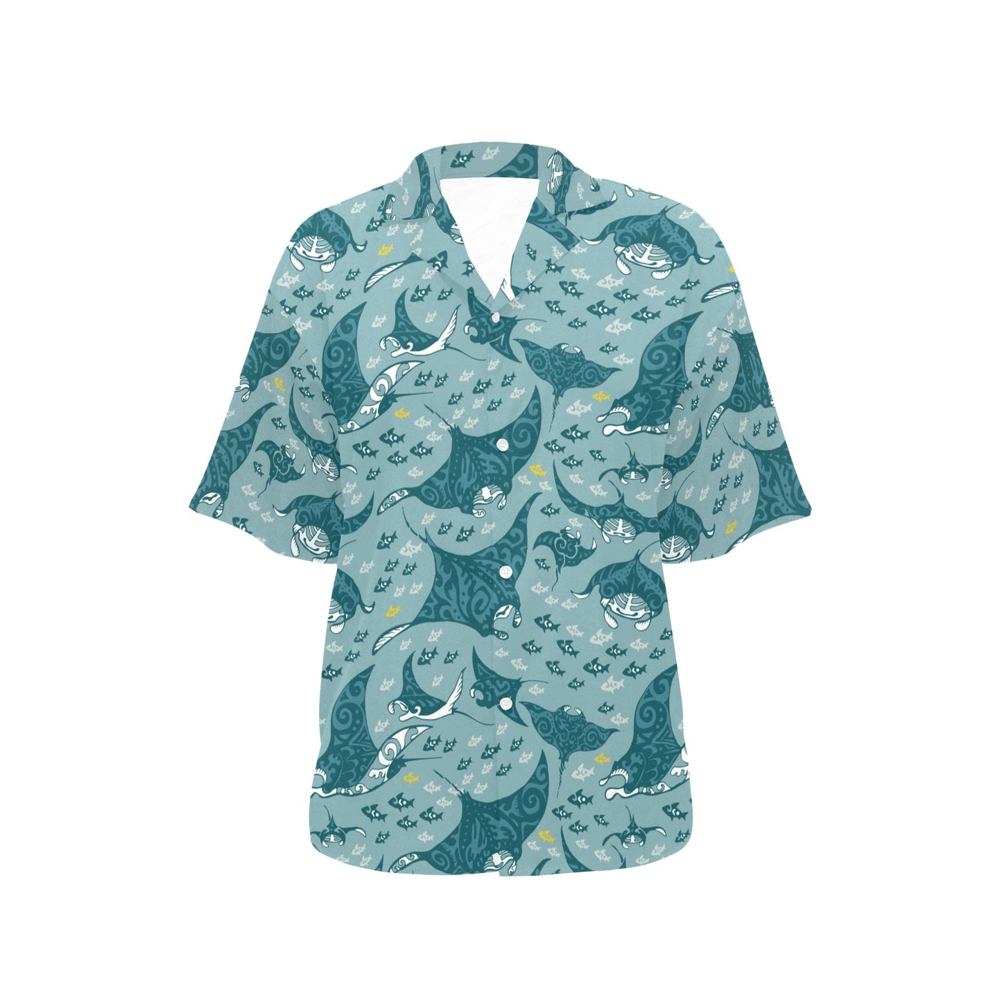 Manta Ray Tribal Pattern Print Design 03 Women's Hawaiian Shirt