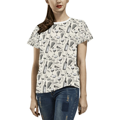 Wine Themed Print Design LKS306 Women's  T-shirt