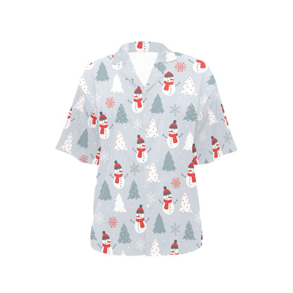 Snowman Print Design LKS302 Women's Hawaiian Shirt