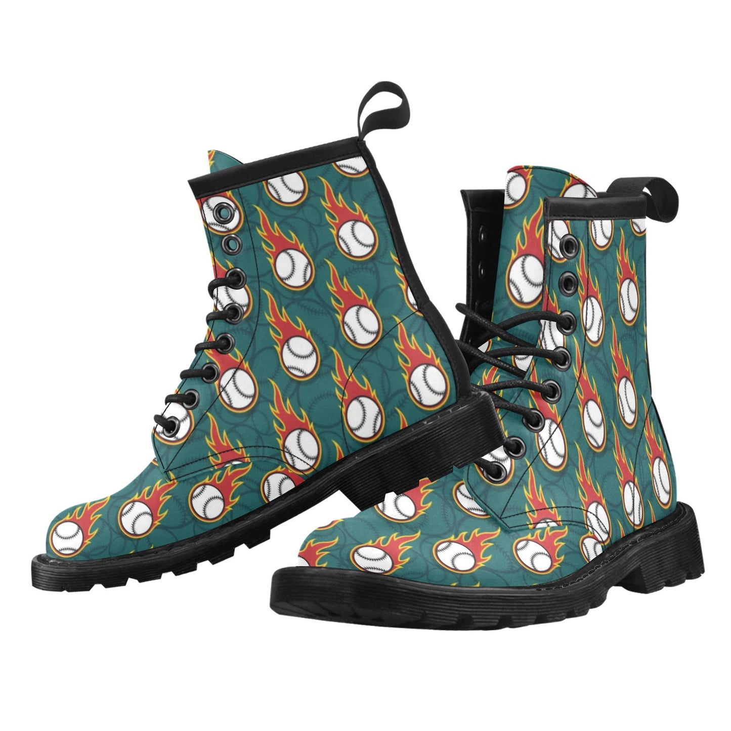 Baseball Fire Print Pattern Women's Boots