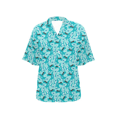 Shark Cute Print Design LKS302 Women's Hawaiian Shirt