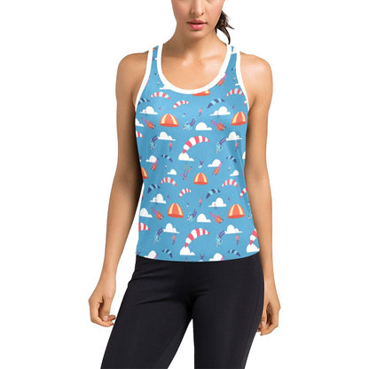 Skydiver Print Design LKS306 Women's Racerback Tank Top