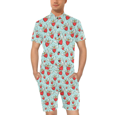 Angel Wings Heart Pattern Print Design 02 Men's Romper