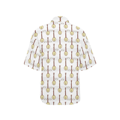 Banjo Print Design LKS402 Women's Hawaiian Shirt