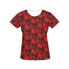 Skull Red Print Design LKS306 Women's  T-shirt