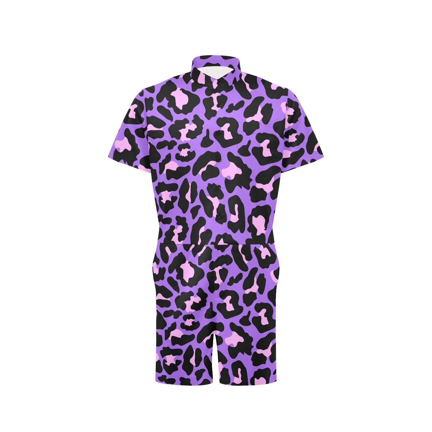 Cheetah Purple Neon Print Pattern Men's Romper