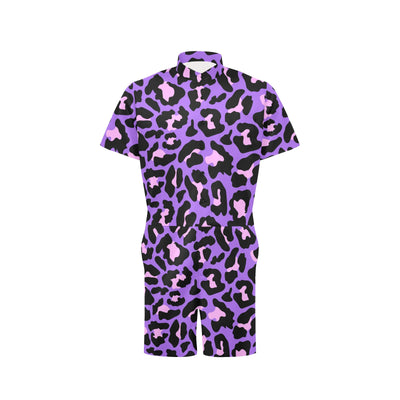 Cheetah Purple Neon Print Pattern Men's Romper