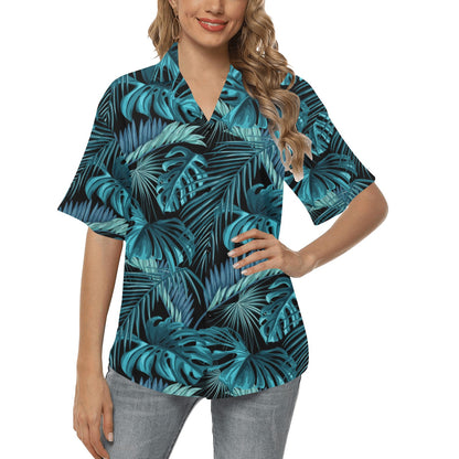 Palm Leaf Pattern Print Design A03 Women's Hawaiian Shirt