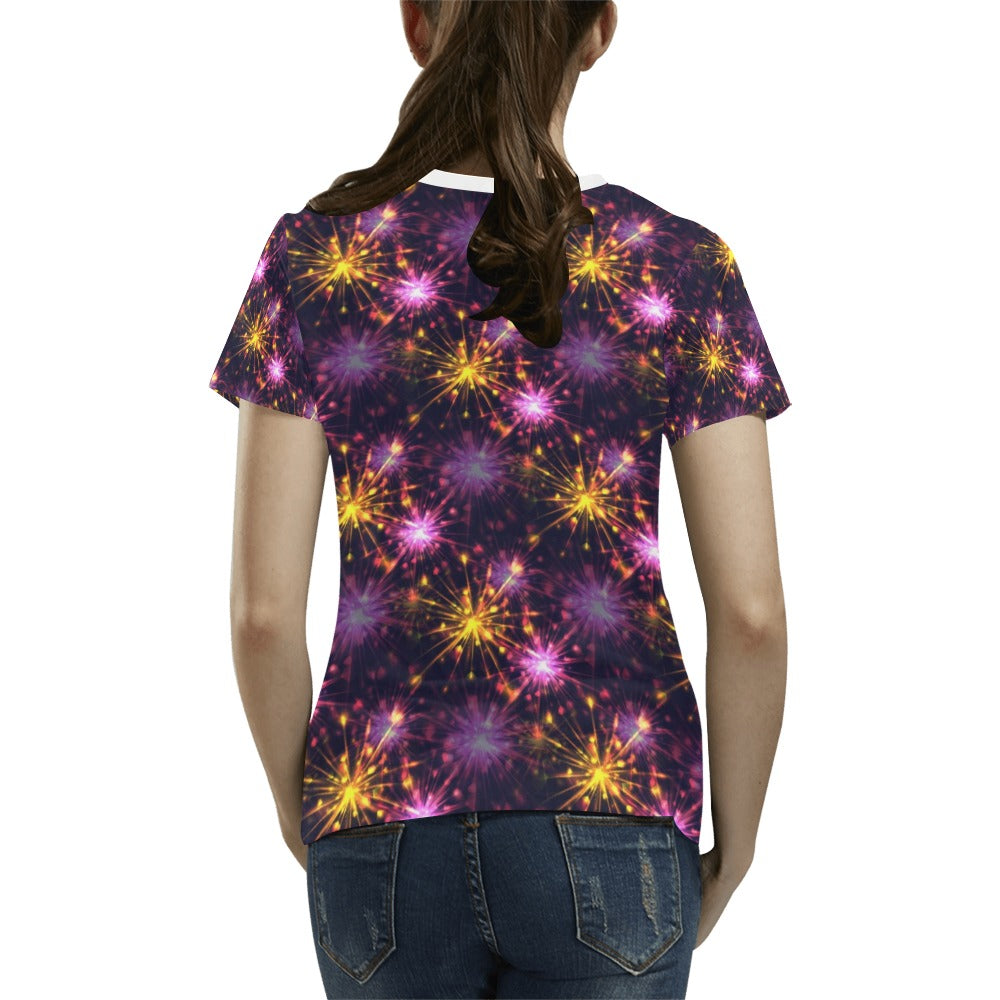 Firework Print Design LKS303 Women's  T-shirt