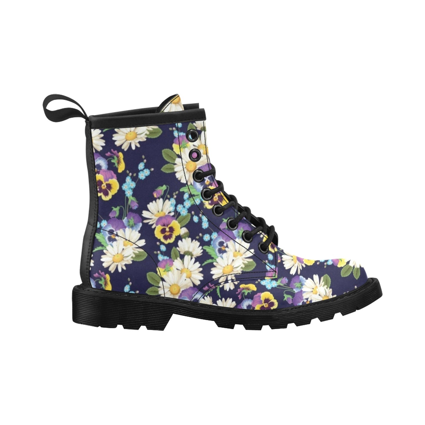 Pansy Pattern Print Design PS03 Women's Boots