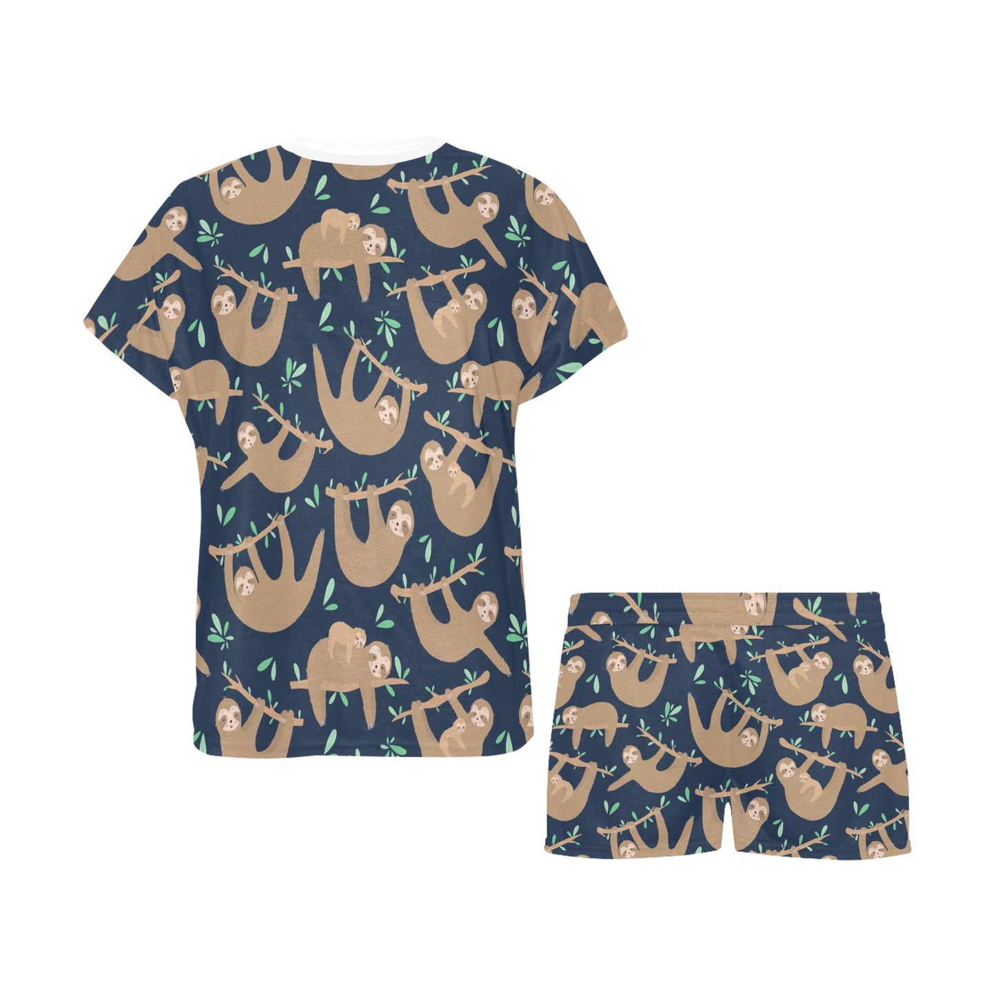 Sloth Print Design LKS307 Women's Short Pajama Set