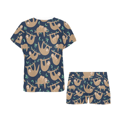 Sloth Print Design LKS307 Women's Short Pajama Set