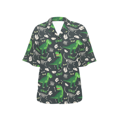 T Rex Pattern Print Design A05 Women's Hawaiian Shirt