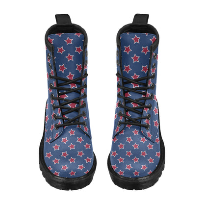 Star Red Blue Print Design LKS301 Women's Boots