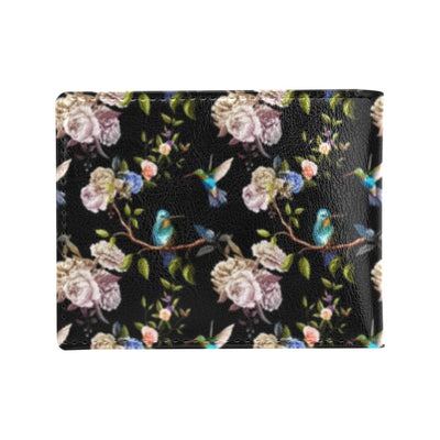 Hummingbird Flower Themed Print Men's ID Card Wallet