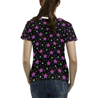 Star Print Design LKS305 Women's  T-shirt