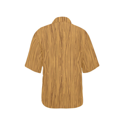 Wood Texture Print Design LKS301 Women's Hawaiian Shirt