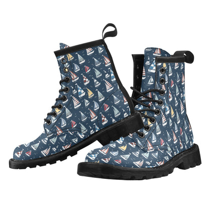 Sailboat Print Design LKS306 Women's Boots