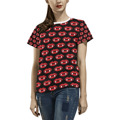 Vampire Lips Print Design LKS302 Women's  T-shirt