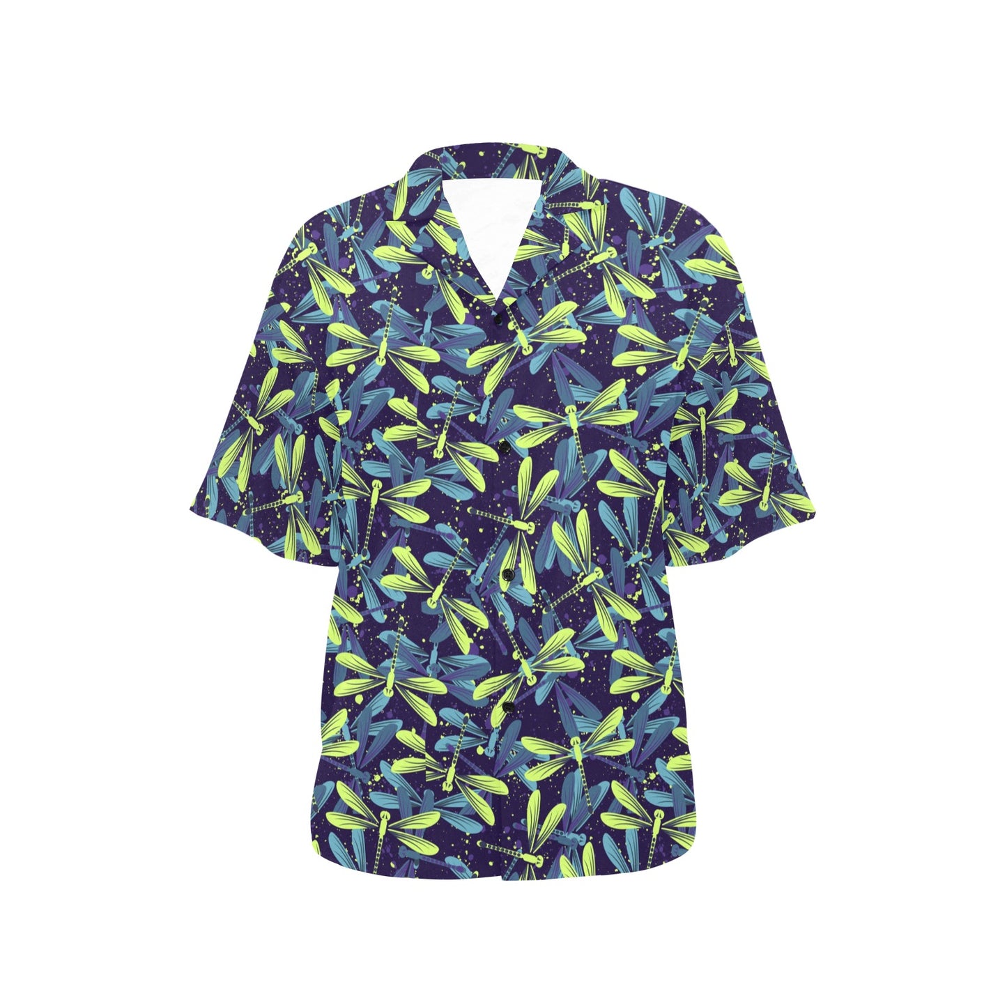 Dragonfly Lime Blue Print Pattern Women's Hawaiian Shirt