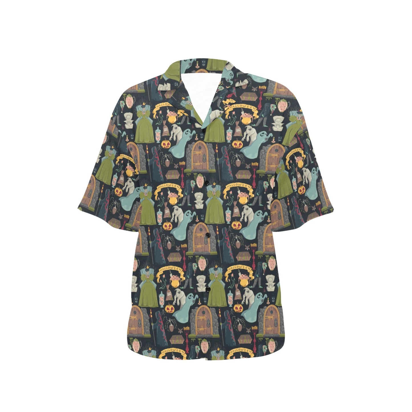 Creepy Halloween Print Design LKS304 Women's Hawaiian Shirt