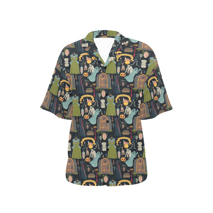 Creepy Halloween Print Design LKS304 Women's Hawaiian Shirt