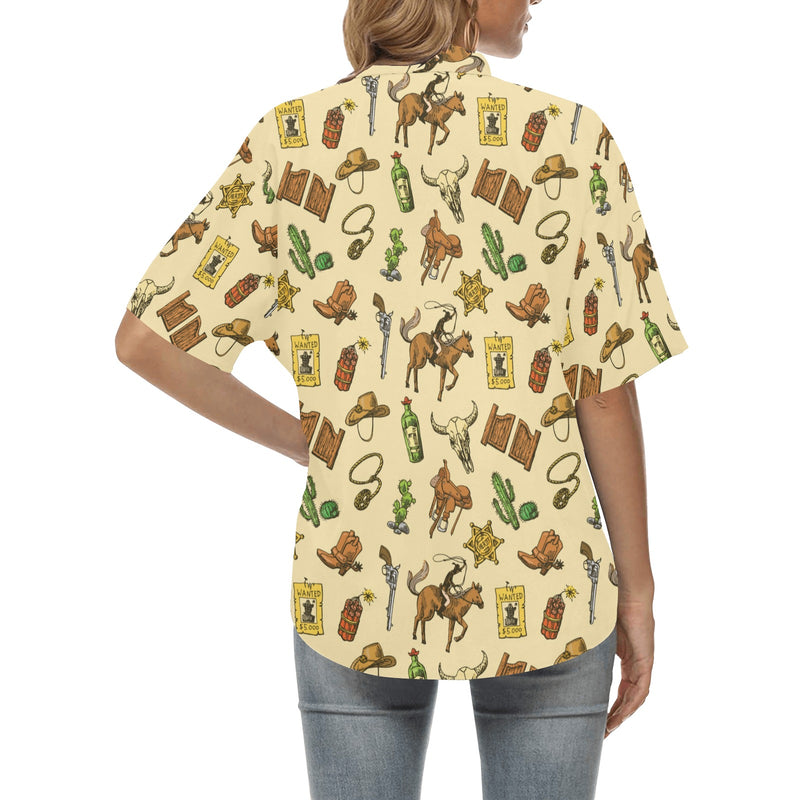 Cowboy Pattern Print Design 04 Women's Hawaiian Shirt