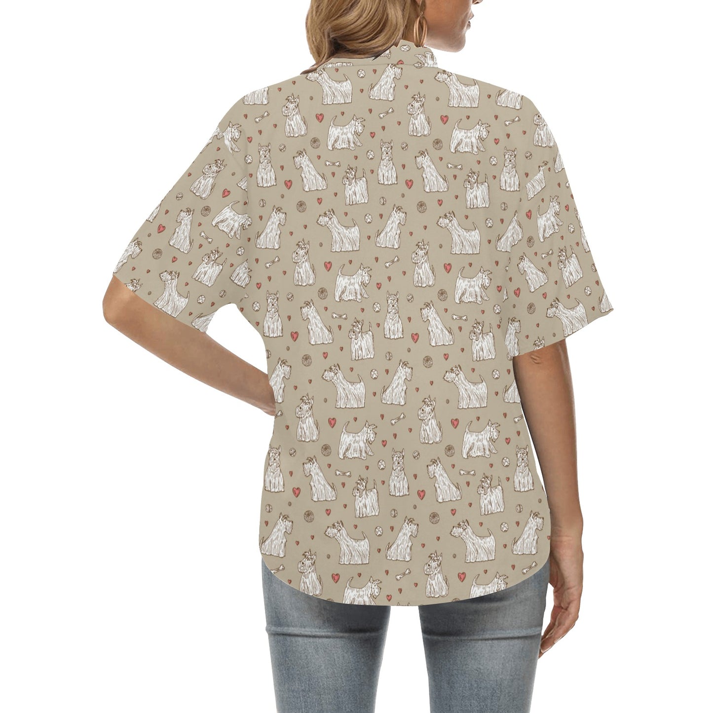 Scottish Terriers Print Design LKS3017 Women's Hawaiian Shirt