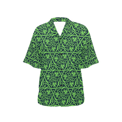 Shamrock Themed Print Women's Hawaiian Shirt