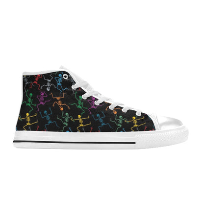 Skeleton Colorful Print Design LKS302 High Top Women's White Shoes
