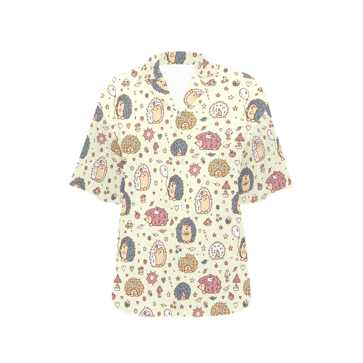 Hedgehog Cute Pattern Print Design 01 Women's Hawaiian Shirt