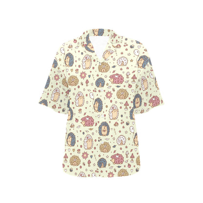 Hedgehog Cute Pattern Print Design 01 Women's Hawaiian Shirt
