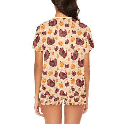 Thanksgiving Print Design LKS308 Women's Short Pajama Set