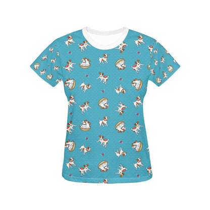 Russell Terriers Playing Print Design LKS305 Women's  T-shirt