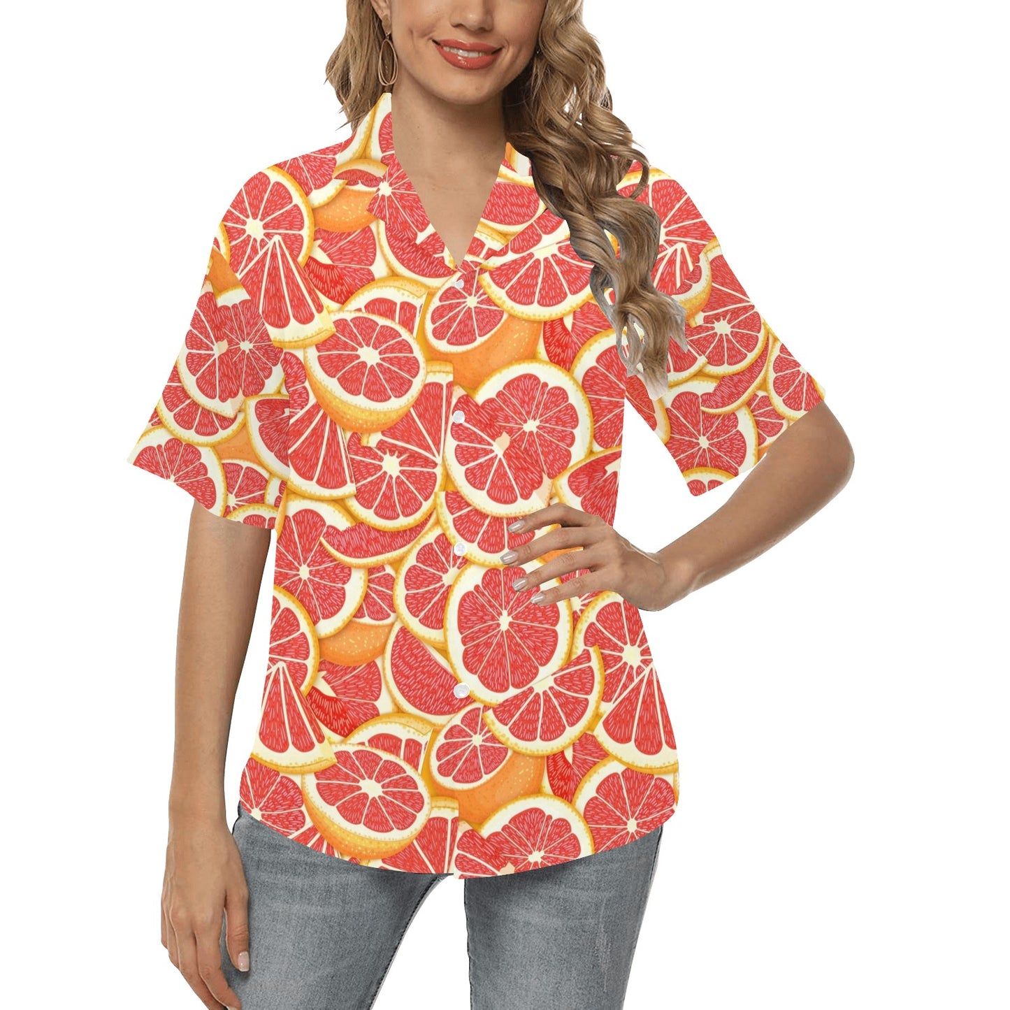Grapefruit Pattern Print Design GF02 Women's Hawaiian Shirt