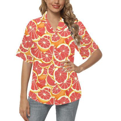Grapefruit Pattern Print Design GF02 Women's Hawaiian Shirt
