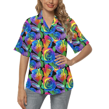 Rose Pattern Print Design RO02 Women's Hawaiian Shirt