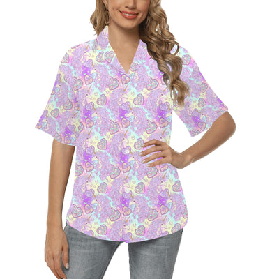 Unicorn Rainbow Star Heart Print Women's Hawaiian Shirt