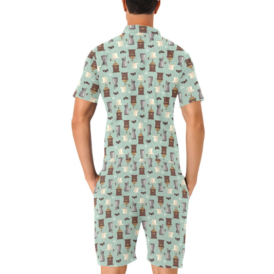 Coffee Pattern Print Design 04 Men's Romper