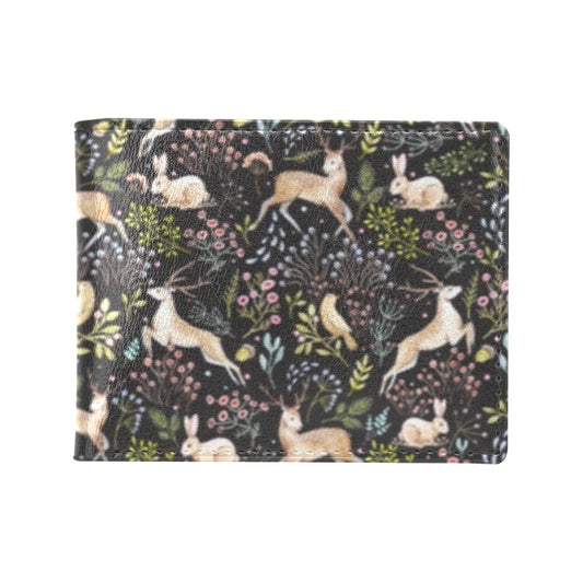 Deer Floral Jungle Men's ID Card Wallet