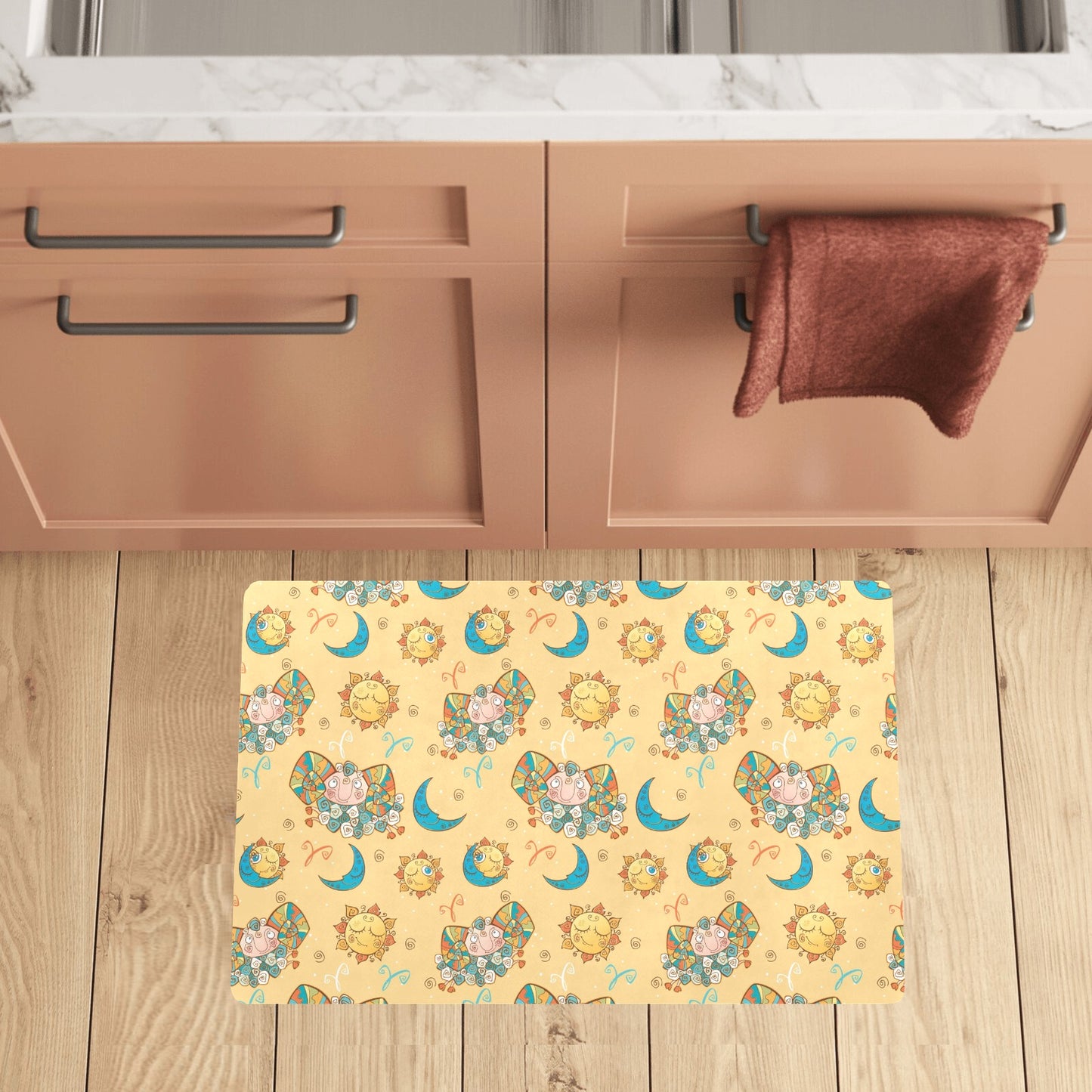 Aries Zodiac Pattern Print Design 03 Kitchen Mat