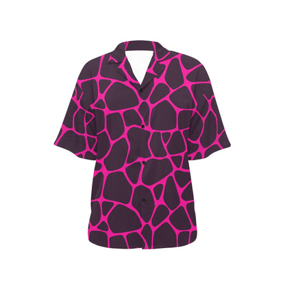 Giraffe Pink Background Texture Print Women's Hawaiian Shirt