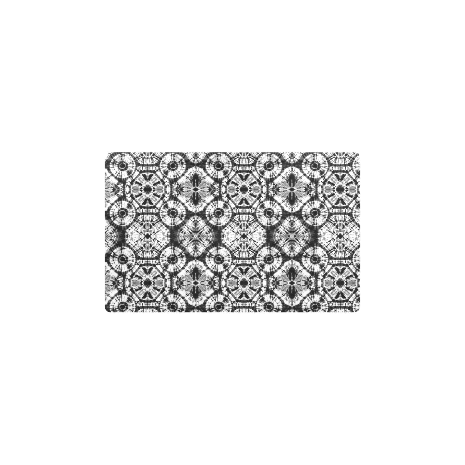 Tie Dye Black White Design Print Kitchen Mat