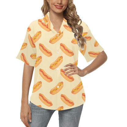 Hot Dog Pattern Print Design 05 Women's Hawaiian Shirt