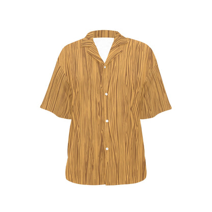 Wood Texture Print Design LKS301 Women's Hawaiian Shirt