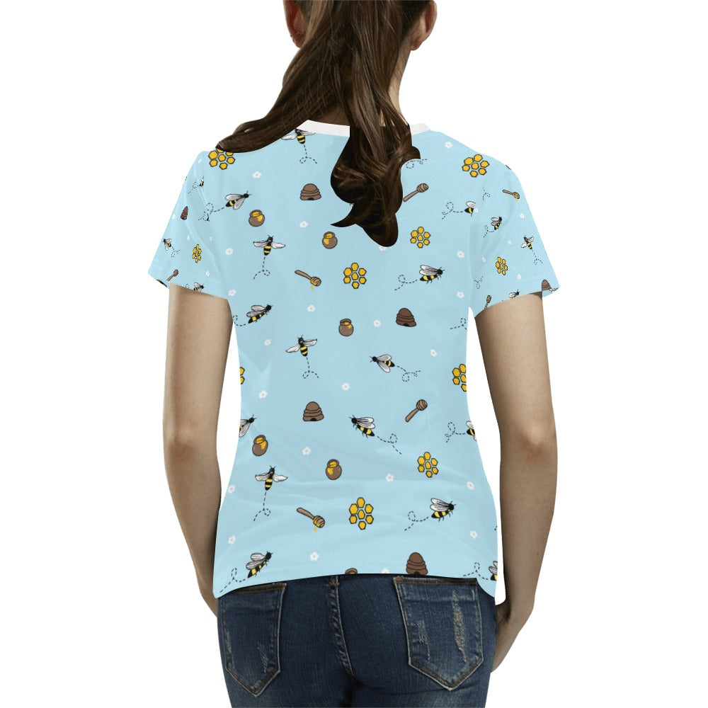 Honey Bee Print Design LKS307 Women's  T-shirt