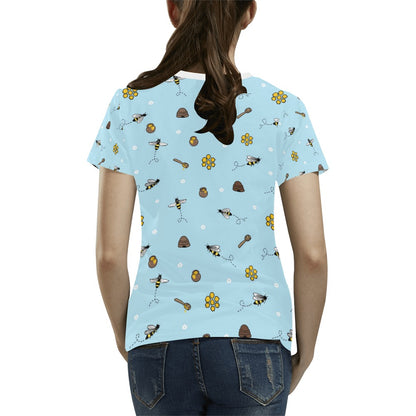 Honey Bee Print Design LKS307 Women's  T-shirt