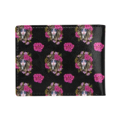 Day of the Dead Makeup Girl Men's ID Card Wallet